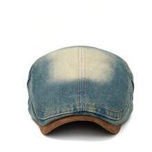 Unisex Retro Beret Hat, Reversible Newsboy Cap, Washed Denim Baseball Cap - Multicolor - View 2