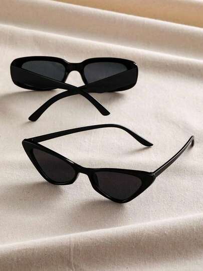 زوجان من النظارات الشمسية الشخصية ذات إطار عين القطة والمربع، مناسبة للمراهقين