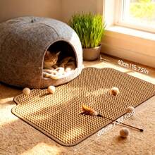 1pc Asymmetrical Pet Bed Mat, Multi-Scene Use, Winter Pet Scratching Pad, Dog/Cat Mat, Pet Sleeping Mat, Pet Rug, Natural Texture, Double Rough Feel, Wear-Resistant, Machine Washable, Suitable For Living Room And Bedroom Use - Brown - View 3