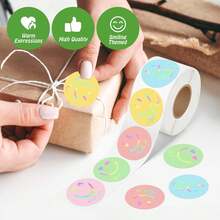 500pcs Holographic Laser Colorful Expression English Thank You Doodle Stickers, 1 Inch Round, 6 Colors, Scrapbook DIY Decoration Tape, Greeting Cards, Envelopes, Cards, Gift Wrapping, Perfect For Daily And Holiday Party, PVC Self-Adhesive Stickers - 500 Laser Thank-you Stickers - View 3