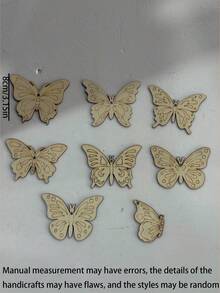 未完成的木制蝴蝶和花朵装饰品，DIY 彩绘工艺品，空白挂饰，适用于春季节日、派对、家居装饰 - 彩色 - 查看 3