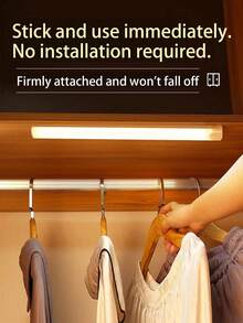 شريط إضاءة LED لا سلكي للخزانة مع جهاز استشعار الحركة، قابل للشحن اللاسلكي بالمغناطيس، تشغيل/إيقاف تلقائي، إضاءة خافتة، قابل للتطبيق في أكثر من منظر، عمر طويل، مثالي لإضاءة المنزل - متعدد الألوان - مشاهدة 6