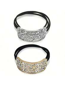 1pc/2pcs Shiny Crystal Rhinestone Stretchy Ponytail Holder, Sturdy Elastic Band Adds Fashionable Sparkle To Hairstyle, Hair Bobble, Hair Tie ,Hair Accessories, Ponytail Holders, Hair Elastics, Hair Rubber Bands, Hair Bobbles ,Hair Rope ﻿ Scrunchies - Multicolor - View 11