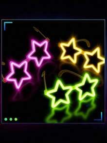 10副五角星造型荧光眼镜，霓虹眼镜，荧光棒眼镜，成人荧光眼镜，夜光派对用品，荧光眼镜，适合舞会、婚礼、情人节、生日、派对、节日和日常佩戴，派对眼镜和派对配件 - 彩色 - 查看 4