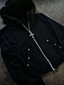 Men's Vintage Street Hoodie | Graphic Printed Long-Sleeve Pullover Sweatshirt - 黑色 - 查看 1