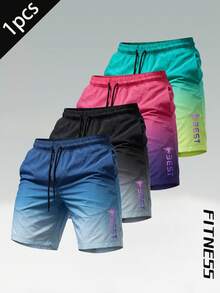 Pantalones cortos de verano casuales para hombre, pantalones cortos bermudas minimalistas de color contrastante, a juego en pareja - Azul - Ver 1