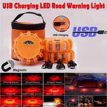 1-3 Packs LED Emergency Lights 9Mode Safety Warning USB Rechargeable Flashing Lamp Red Dash Light For Trucks Vehicle Car - A - View 2