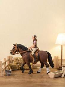 POKOJA LAND 1pc Realistic Miniature Toy Pony And Horse,Wildlife Model Set With Simulated Animals ,Figurines Horse Set With White Horse, Arabian Horse, Jockey And Mare Figurines - For Decoration, Dollhouses, Miniature Toys,And Farm Play (Partially Random) - Multicolor - View 1