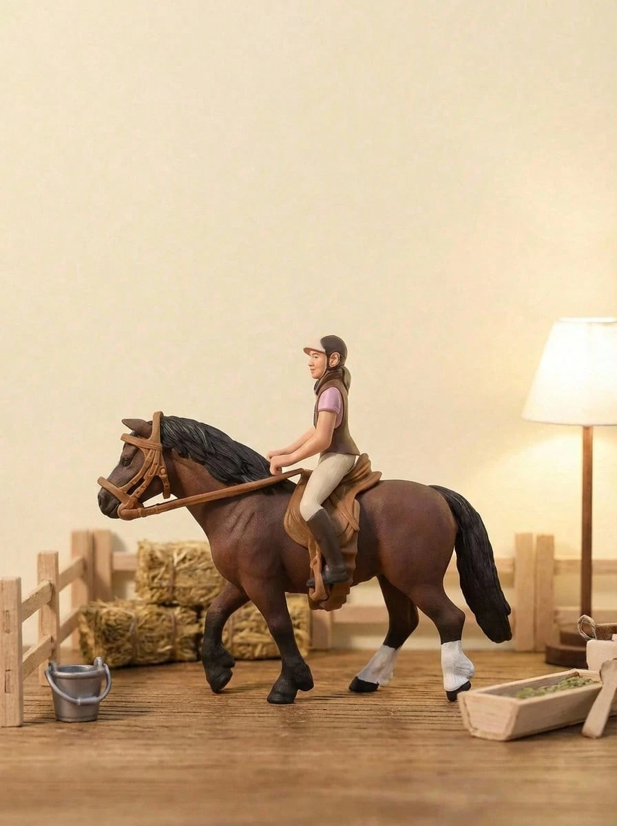 POKOJA LAND 1pc Realistic Miniature Toy Pony And Horse,Wildlife Model Set With Simulated Animals ,Figurines Horse Set With White Horse, Arabian Horse, Jockey And Mare Figurines - For Decoration, Dollhouses, Miniature Toys,And Farm Play (Partially Random) - Multicolor - View 1