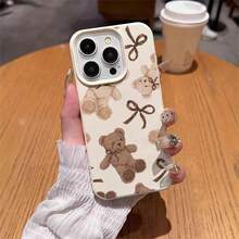 1pc TPU Vintage Soft Teddy Bear Full-Screen Pattern Phone Case Compatible With IPhone 17 Pro Max/17/16 Pro Max/15/13/12/11, S20 FE/A15/S24/A55, Redmi Note 11/12/13 Pro, Shock-Proof Soft Protective Cover - White - View 4