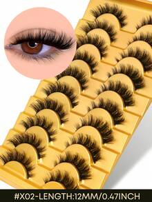10对装 浓密卷翘的假睫毛 3D水貂毛假睫毛 自然纤长 猫眼睫毛 睫毛嫁接效果 适用于角色扮演、漫画等各种场合 - 尖尾漫畫款 - 查看 12