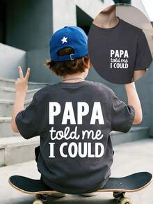 Tween Boy Casual Graphic Print Crew Neck Short Sleeve T-Shirt, Summer Top - Dark Grey - View 3