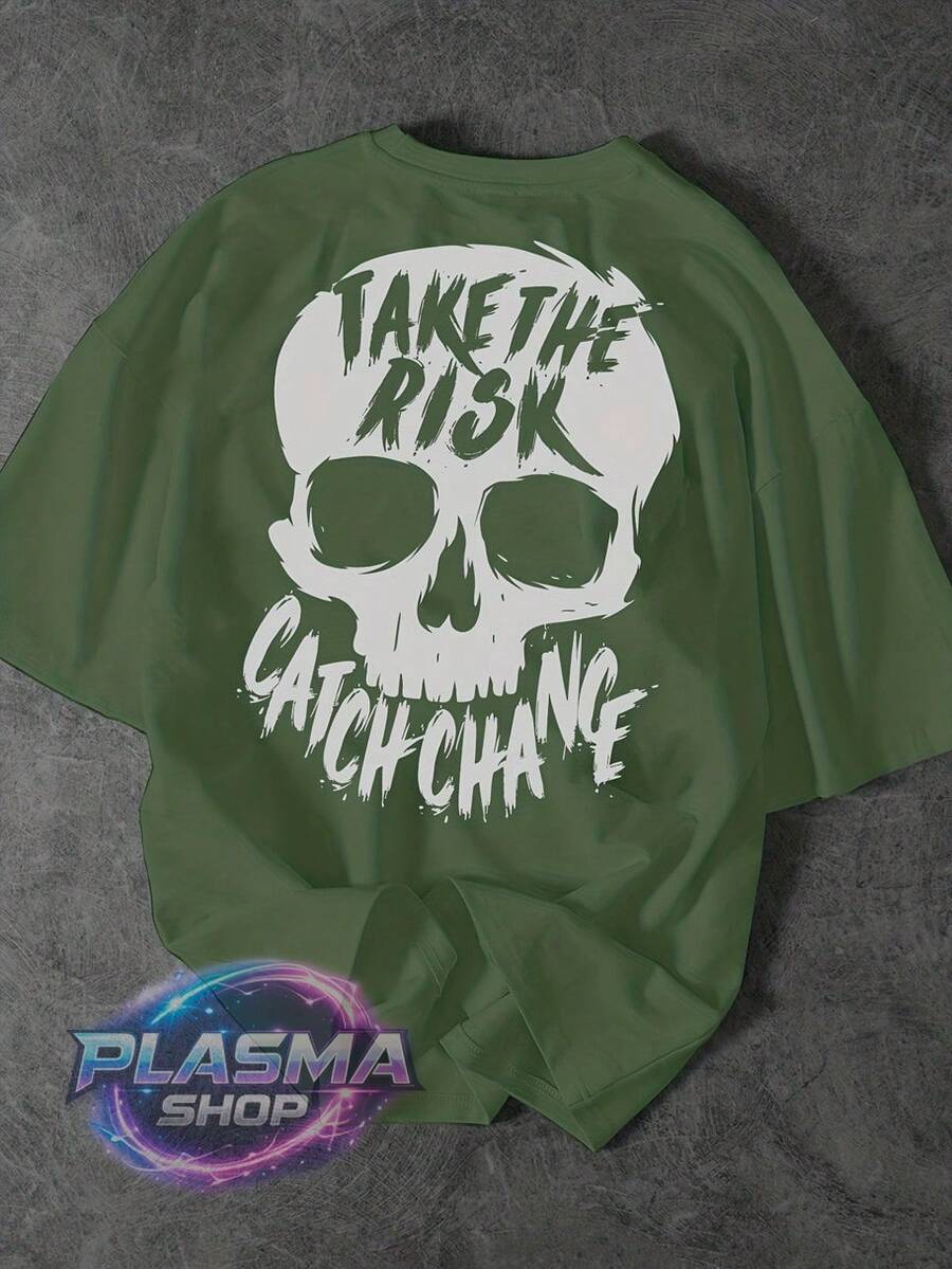 Comfortable Basic T-Shirt For Everyday Wear Skull Art Streetwear Urban Culture Street Fashion Street Graffiti Skater Shirt Blouse Unisex Men's Women's 100% Cotton Top Premium Streetwear New Release Immediate Shipping Various Colors!! Plus Size - 軍綠色 - 查看 1