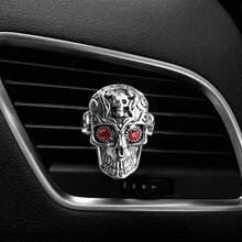1入復古合金骷髏頭車用空氣清新劑夾,汽車空調出風口裝飾,車內裝飾品 - 銀色 - 查看 5