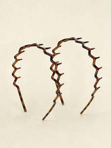 2pcs/4pcs Set Fashion Non-Slip Headbands, Glossy Black & Leopard Print Combination, Stylish Headband With Teeth Wave Design, Home Skincare Headband, Suitable For Daily Face Washing Or Makeup Hairband - Multicolor - View 12