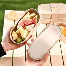 2pcs/Set Kotak Makan Siang Plastik Bertumpuk 730ML dengan Sekat, Kotak Bento Oval Portabel dengan Tali Kartun Lucu, Wadah Penyimpanan Makanan Salad Buah untuk Persiapan Makanan & Pengontrolan Porsi, Wadah Makan Siang Microwave, Untuk Penggunaan Pelajar dan Dewasa di Rumah, Sekolah, Kantor, Piknik - MultiWarna - View 10