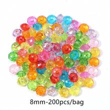 6/8/10毫米透明刻面扁平亚克力珠，100-500颗/包，算盘珠，适用于珠宝制作、DIY手工手链，亚克力珠 - 隨機混色 - 查看 8
