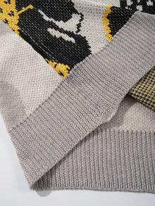 ANDREILEE 男士休闲无袖针织背心，简约猫咪吉他图案，透气百搭，适合春夏穿着 - 卡其色 - 查看 7