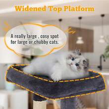 | 37.8\ Cat Tree Tower | Dark Gray | Multi-Level Indoor Activity Center With Sisal Scratching Posts, Condos, Pl 11ush Perches, Hanging Cat Toys | Sturdy, Easy To Assemble | For Kittens & Adult Cats - 深灰色 - 查看 3