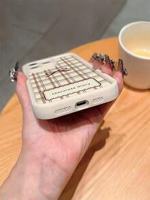 1个条纹格子蝴蝶结字母图案米色高韧性TPU材质手机壳，适合作为礼物，兼容苹果XS/XS Max/XR/11/12/13/14/15/16/17 Pro/Pro Max/14/15/16/17 Plus - 彩色 - 查看 6