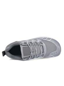 1 Pair Men's Thin Sole Casual Barefoot Sneakers, Soft Bottom Breathable Lightweight Minimalist Shoes - Grey - View 6