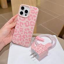 Pink Leopard Print Leather Texture Phone Case, Compatible With IPhone 11 12 13 14 15 16 Pro/Plus/Max - Pink - View 3