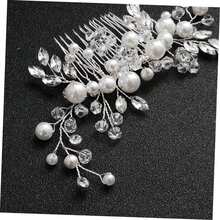 优雅水晶花朵新娘发梳，银色点缀，婚礼发梳，新娘发梳，婚礼专用发梳，新娘发饰，发饰和头饰，侧梳，学生用品，发饰，头饰，伴娘 - 彩色 - 查看 4