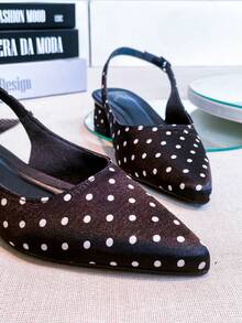 Slingback Open-Toe Pump With A Heel Below 3cm. - Plain Polka Dots - View 5