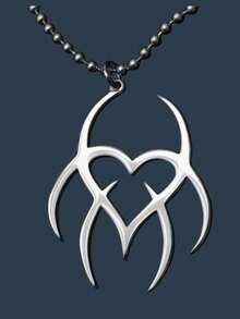 Unisex Gothic Punk Biohazard Heart Symbol Stainless Steel Pendant Necklace - Silver - View 2