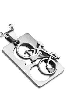 Collier pendentif médaille de chien en acier inoxydable à la mode, cadeau de sport pour hommes - Argent - Voir 1