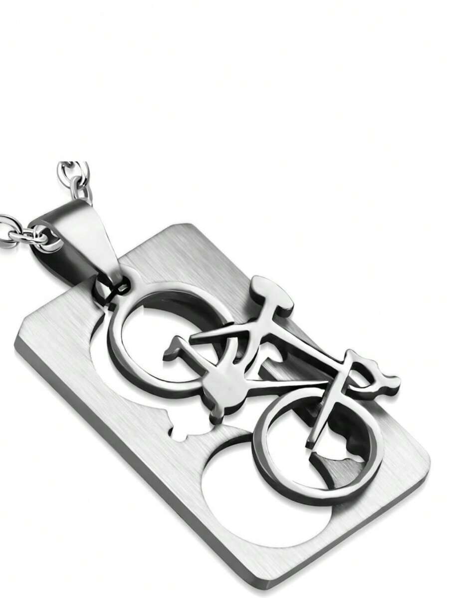 Collier pendentif médaille de chien en acier inoxydable à la mode, cadeau de sport pour hommes - Argent - Voir 1