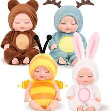 可爱4.33英寸仿真重生娃娃玩具，迷你萌萌睡着的儿童系列娃娃，卡通动物玩具，适合儿童生日礼物，激发想象力的玩具 | 奇趣玩具设计 | 柔软材质 - 彩色 - 查看 4