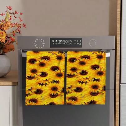 2/4/48pcs Spring & Summer Series Sunflower Pattern Print Kitchen Towels - Super Soft, Highly Absorbent Polyester Dish Towels & Hand Towels, Ideal For Holiday Decor, New Year Gifts, Kitchen Decor, Party Decorations