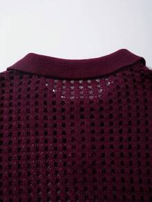 Áo polo dệt kim lưới thoáng khí nhẹ, dáng rộng, tay ngắn, chất lượng cao, thích hợp cho mùa xuân/hè. - Màu Đỏ Sâu - Xem 8