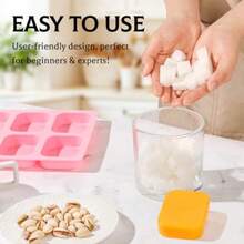 Soap Molds 2 Packs Rounded Recle Silicone Soap Molds For Soap Making 6 Cavity Mold For Bath Bombs Homemade Craft Soap Cake Chocolate Ice Cube-Pink - 粉紅色圓角矩形 2 件裝 - 查看 4