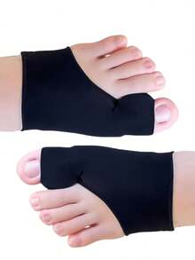 1 Pair Adjustable Elastic Black Toe Separator Socks, Unisex Invisible Big Toe Socks - Suitable For Night Use, Hiking, Camping, Perfect Gift For Christmas And New Year - Black - View 5
