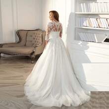 Elegant Sexy V Neck Long Sleeves Lace Appliqué A Line Tulle Formal Wedding Dress,Registry Office Dresses Bridal Gown,Evening Party Dress Birthday Party Dress Country Wedding,Romantic Church Ceremony Wedding Dress,Suitable For Wedding,Dating,Party,Singles' Party,Vacation,Formal Occasions,Dinner Dress,Prom Dress,Homecoming Dess,Cocktail Party,Wedding Guest Dress,Graduation - 白色 - 查看 6