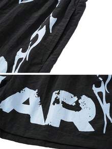 Men's Casual Lightweight Sports Shorts, Breathable Quick-Dry Printed Workout Running Shorts - Black - View 5