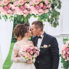 Geosar 8 Bundles Artificial Peonies Flowers Fake Silk Peony Bouquet Faux Peonies Flowers Bulk For Decoration Vase Floral Arrangements Wedding Party Table (Russet Red,Light Pink) - 赤褐色 - 查看 7