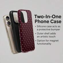 Red Base Pink Polka Dot Phone Case, Cute Y2K Style. Compatible With IPhone 17, 16, 15, 14, 13, 12, 11 Pro Max Plus Models - Red Base With Pink Dots - View 5