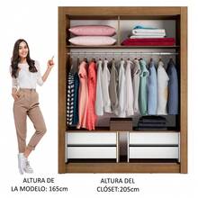 Ropero Madesa Dalas Plus 2 Puertas Corredizas 4 Cajones Color Marrón y Negro - Marrón y Negro - Ver 5