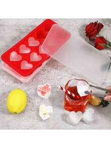 1pc Heart Shaped Silicone Ice Making Module 10 Cavities Love Ice Cube Easy Release Pink Red Optional For Home Bar KTV - Multicolor - View 8