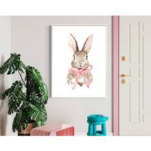 1 szt. Akwarela Wielkanocny Króliczek Obraz Ścienny Uroczy Króliczek Drukuje Obrazy Na Płótnie Wiosna i Wielkanoc Plakat Świąteczny Minimalistyczna Kokietka Estetyczna Dekoracja Dla Dziewczynek Sypialnia, Pokój Dziecięcy, Wystrój Salonu Prezent Dla Niej Nie Oprawione Lub Oprawione - wzór - Zobacz 6