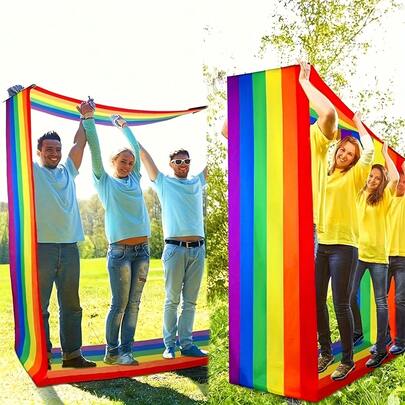 Alfombra de juego para trabajo en equipo con rayas de arcoíris de 6 m, adecuada para juegos de colaboración de múltiples personas, hecha de tela Oxford de colores arcoíris, ideal para competencias de trabajo en equipo, desafíos colectivos, actividades corporativas de trabajo en equipo, actividades escolares