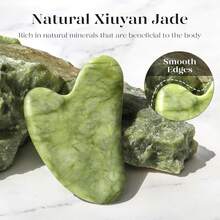 1pc Natural Xiuyan Jade Stone Green Gua Sha Scraping Facial Tool|Premium Massage Tool With Luxurious Gift Box,Traditional Chinese Beauty & Wellness Device,Ideal For Comprehensive Facial Care And Body Relaxation.Beauty Tools. Skincare Enthusiasts - Multicolor - View 4