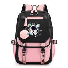 Leisure Multifunctional Lightweight Backpack Designed For Reading Newspapers By Astronauts, With Pink Plush Decoration, Simple, Fresh, Large Capacity, Lightweight Spine Protection Backpack, Lightweight Travel Backpack, Suitable For Daily Commuting And Travel Use, Perfect Holiday Gift Choice - one-size - View 10