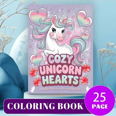 新品热销中！！（升级豪华版，加厚纸张，28.5*20.5厘米）“可爱独角兽涂色书”，适合情侣和家庭，是派对、情人节、生日和其他节日的完美礼物。绘画和学习用品，22页，书籍，涂色书，学习用品，学校，圣诞节，万圣节，生日，返校礼物，涂色书。