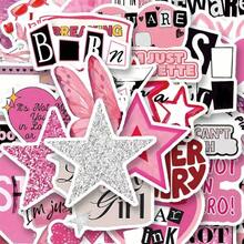 50pcs Pink Korean Wave Stickers, Y2K Stickers, Aesthetic Stickers, Pop Culture Stickers, Waterproof Vinyl Stickers, Aesthetic Notebook & Laptop Sticker Set, Skateboard Stickers, Water Bottle Stickers, Notebook Stickers - Pink - View 6