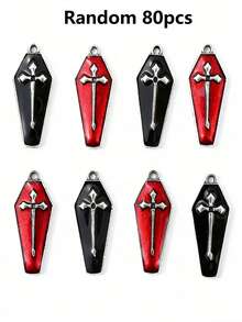 Bộ 6/12/24/50/80/100 chiếc mặt dây chuyền hình trái tim tráng men kiểu Gothic nhiều màu sắc, thích hợp để tự làm khuyên tai, vòng tay, trang sức, mặt dây chuyền hợp kim kẽm với chủ đề độc đáo, chất liệu không khảm - Phụ kiện hạt kim loại thủ công - Nhiều màu - Xem 22