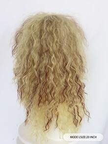 Blonde & Auburn Ombre Curly Wair Fluffy Layered Synthetic Wig Perfect For Daily Errands & Dates - Khaki - View 4